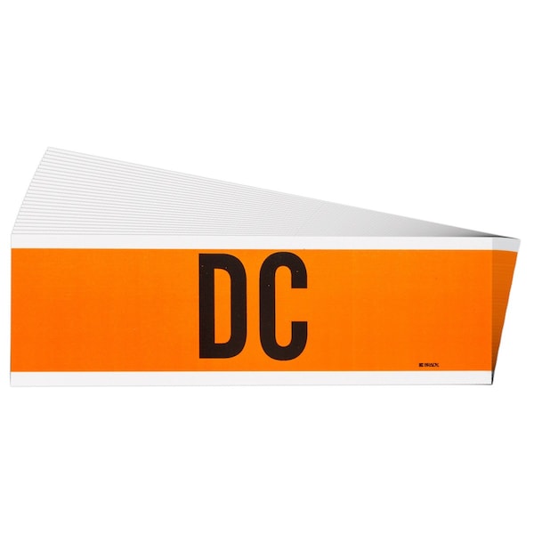 Brady DC Conduit and Voltage Lbls 2.25 in H x 9 in W BK on OR 25/PK 152340 - main